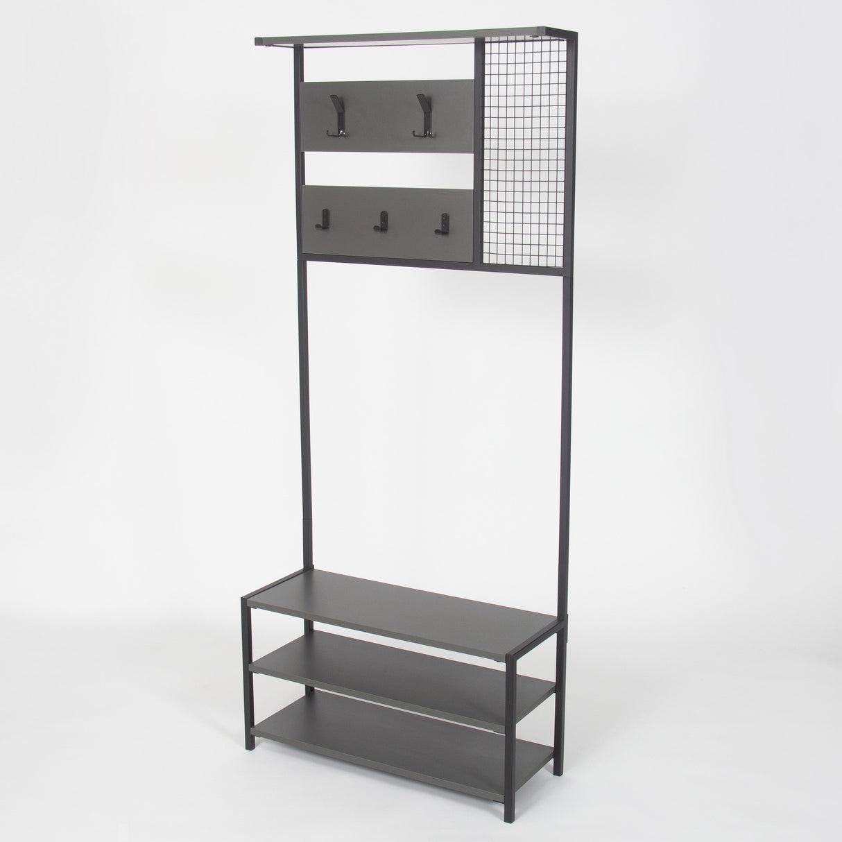 Wardrobe Furniture Coat Rack Anthracite Melamine Novad - With Shelves