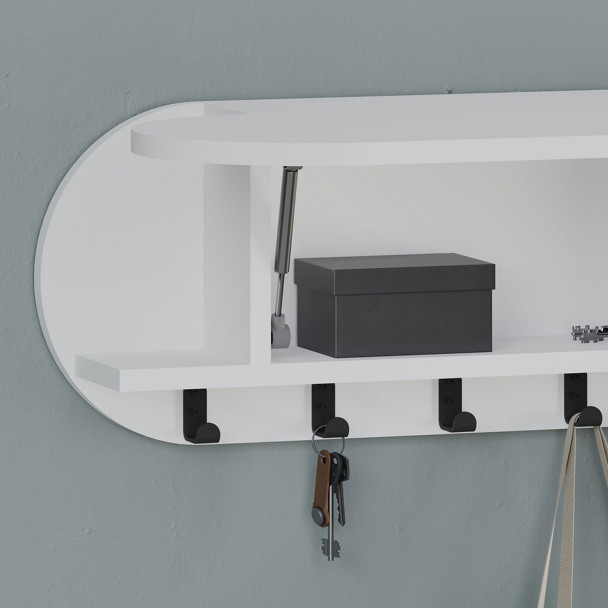 Coat Rack White - Melamine - With Compartment