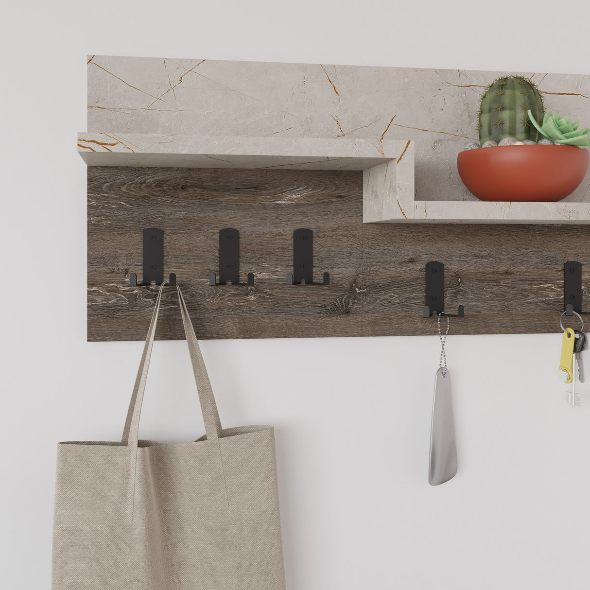 Coat rack 5-Hook Marble look Lagona