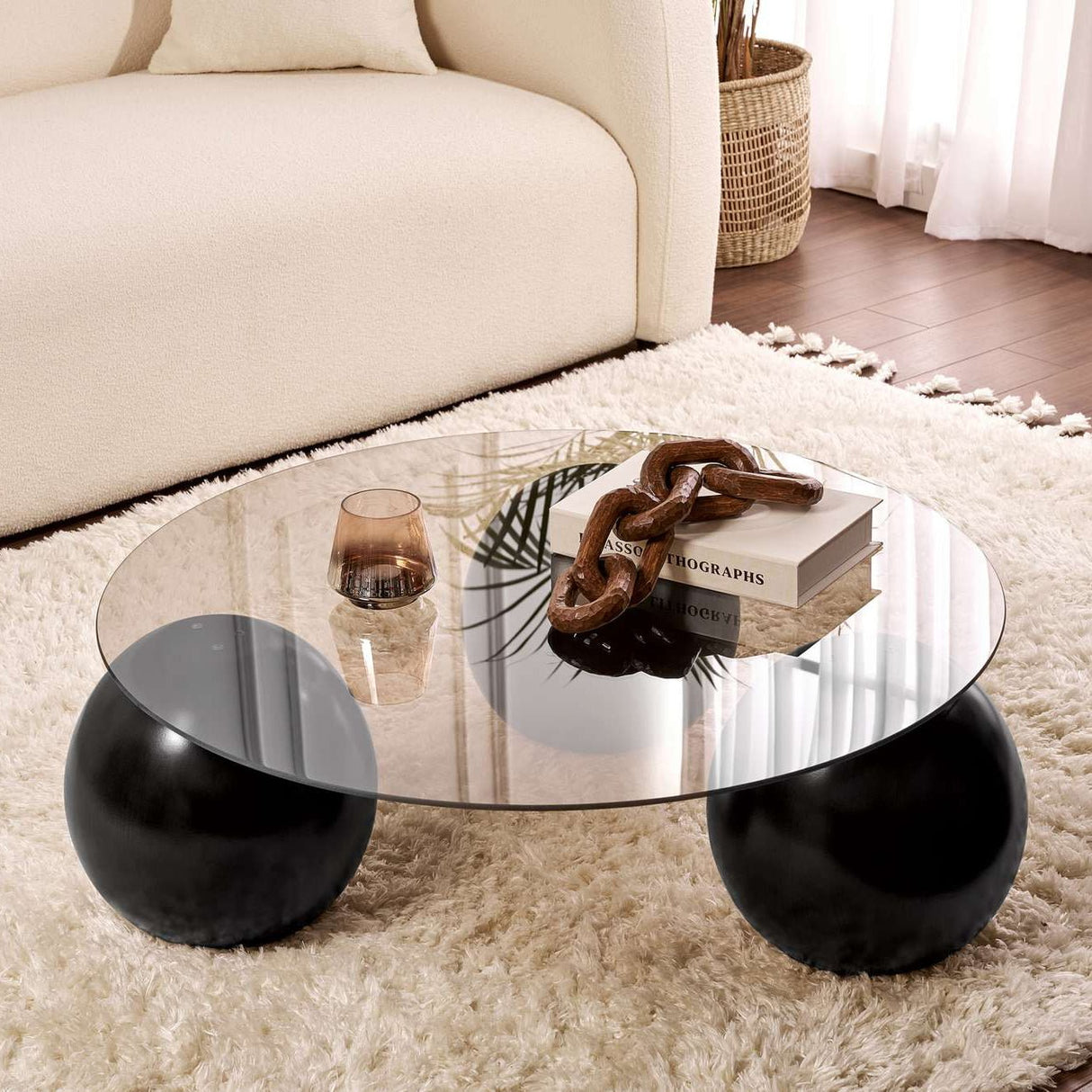 Coffee table Miro Tempered glass 85x85 cm Black Bronze Black Bronze Tempered glass
