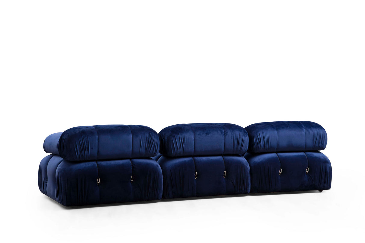 Modular XXL corner sofa Bubble with ottoman - velvet blue