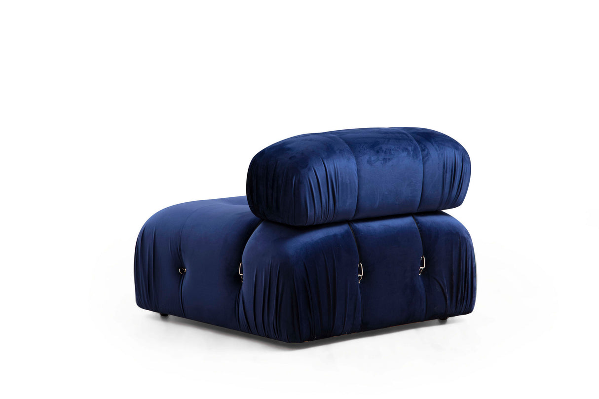 Modular XXL corner sofa Bubble with ottoman - velvet blue