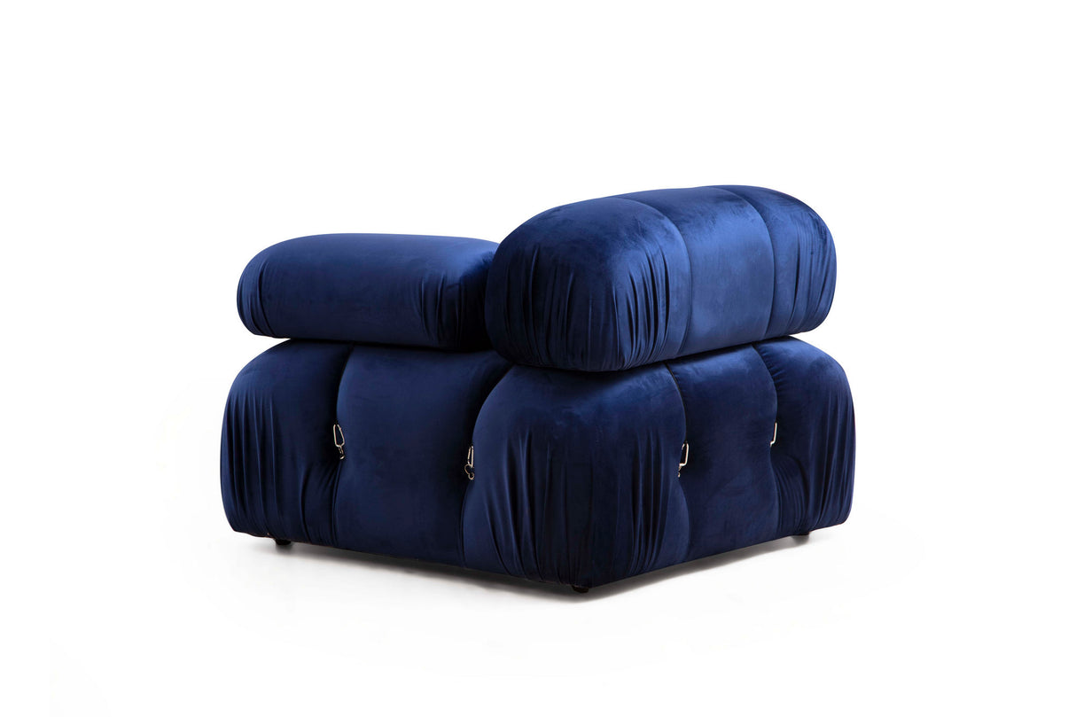 Modular XXL corner sofa Bubble with ottoman - velvet blue