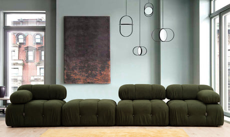 Modular XXL corner sofa Bubble with ottoman - velvet green