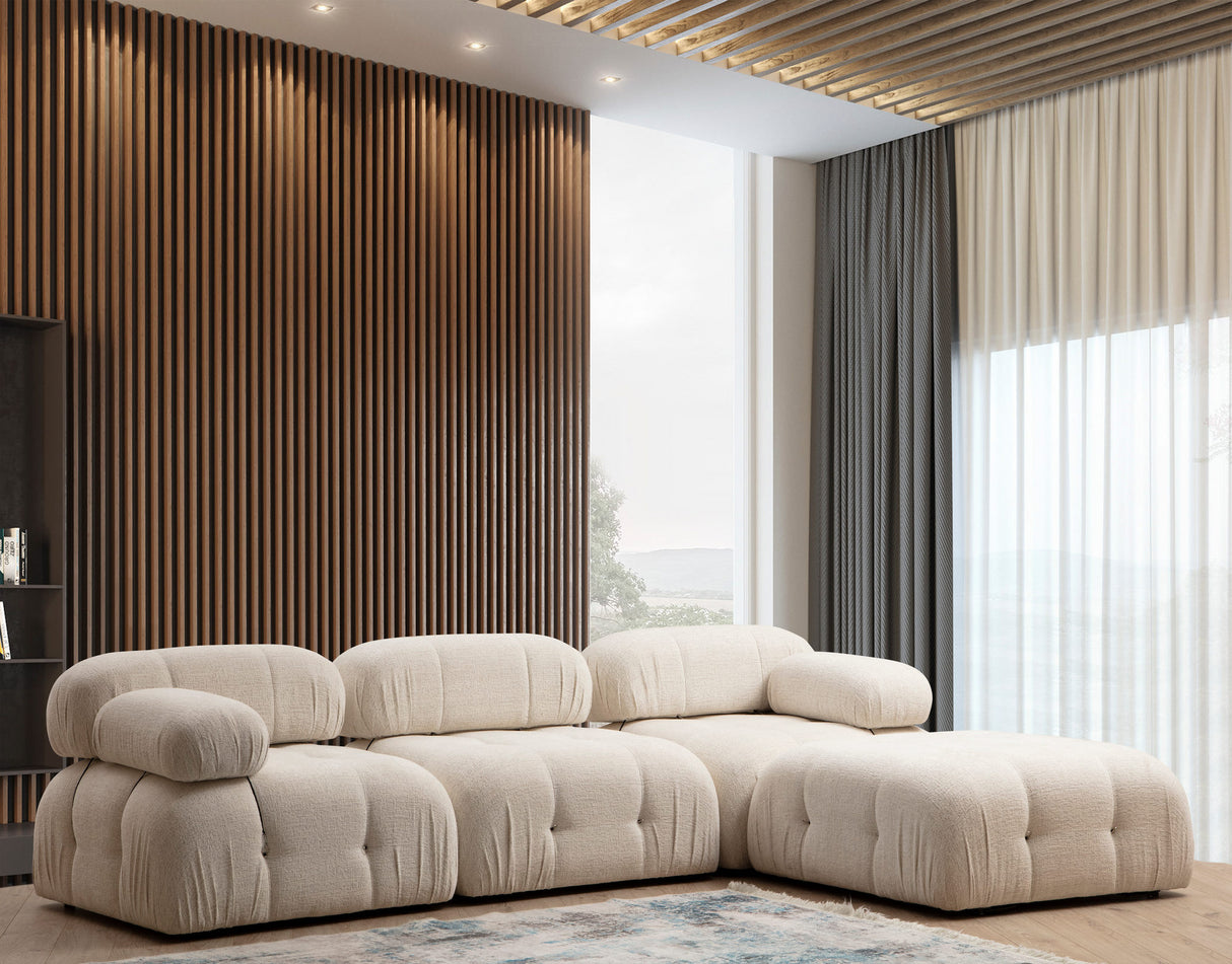 Modular XXL corner sofa Bubble with ottoman - cream