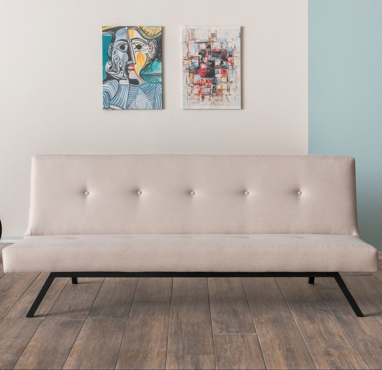 3-Seater Sofa Bed Zoly Cream Fabric - 180 cm - Without Armrests - Quilted