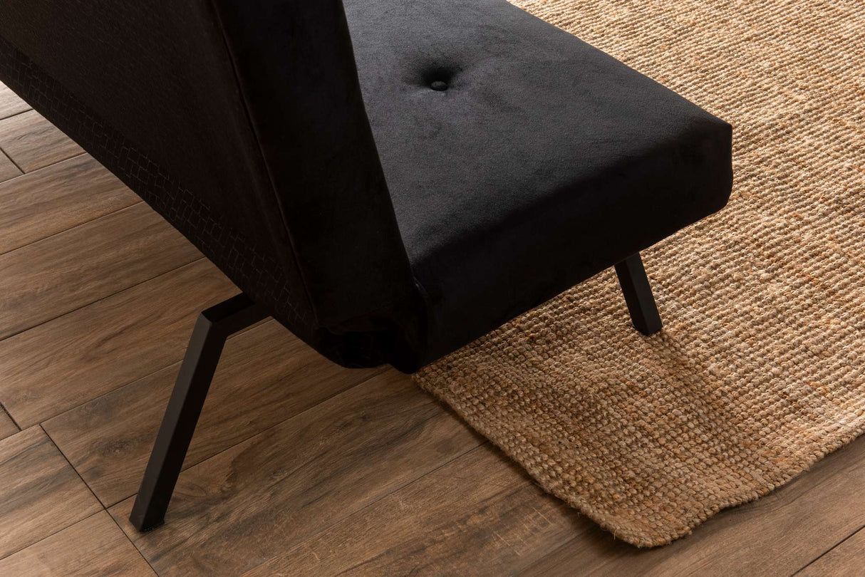 3-Seater Sofa Bed Zoly Black Fabric - 180 cm - Without Armrests - Button-Tufted