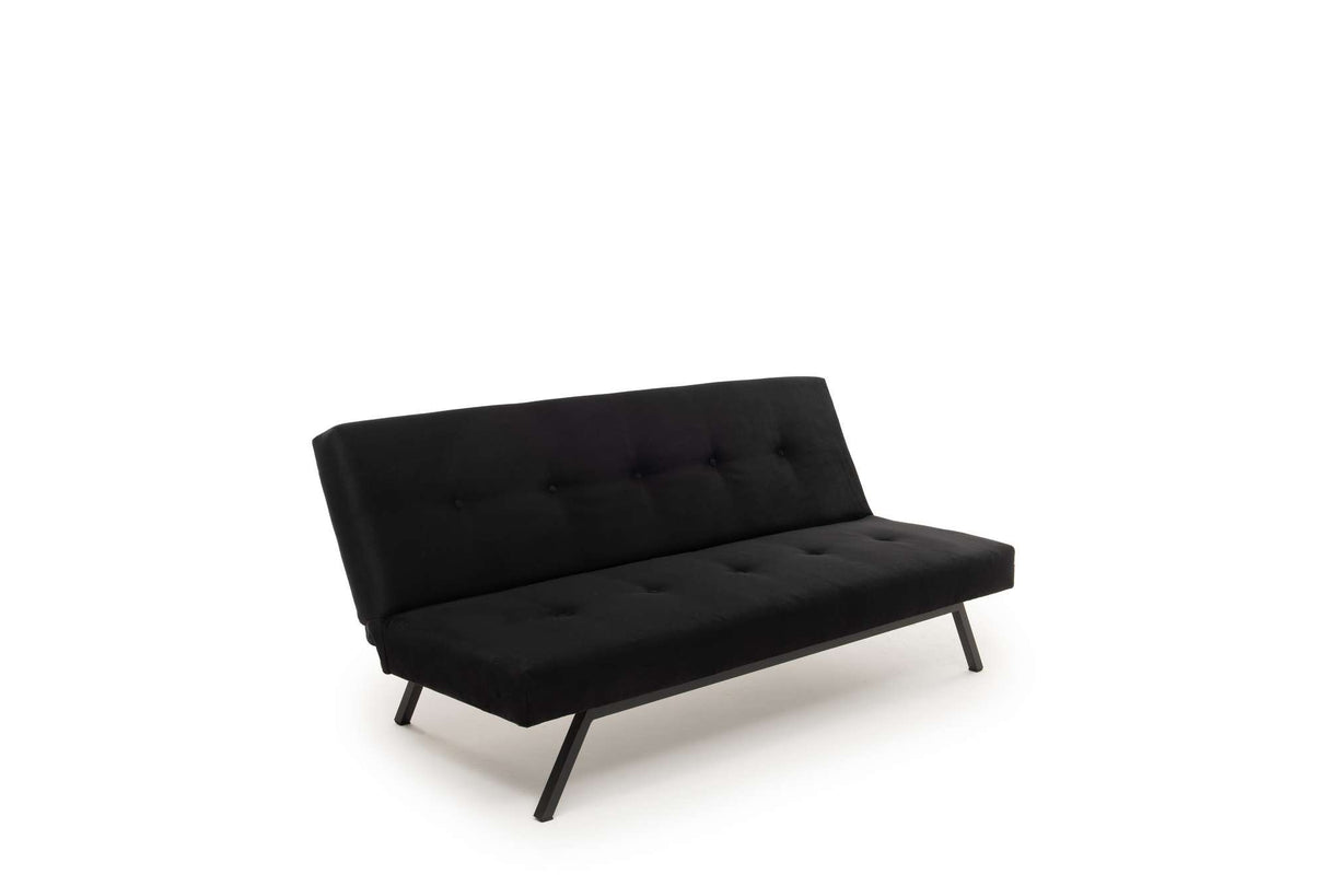 3-Seater Sofa Bed Zoly Black Fabric - 180 cm - Without Armrests - Button-Tufted