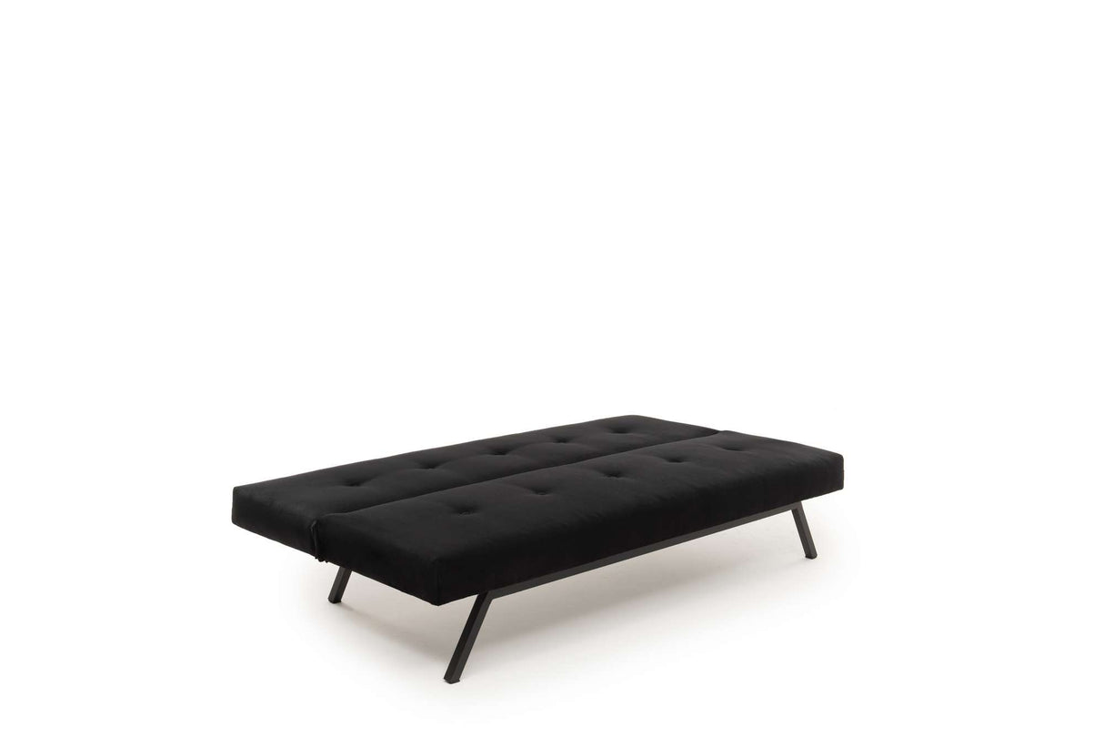 3-Seater Sofa Bed Zoly Black Fabric - 180 cm - Without Armrests - Button-Tufted