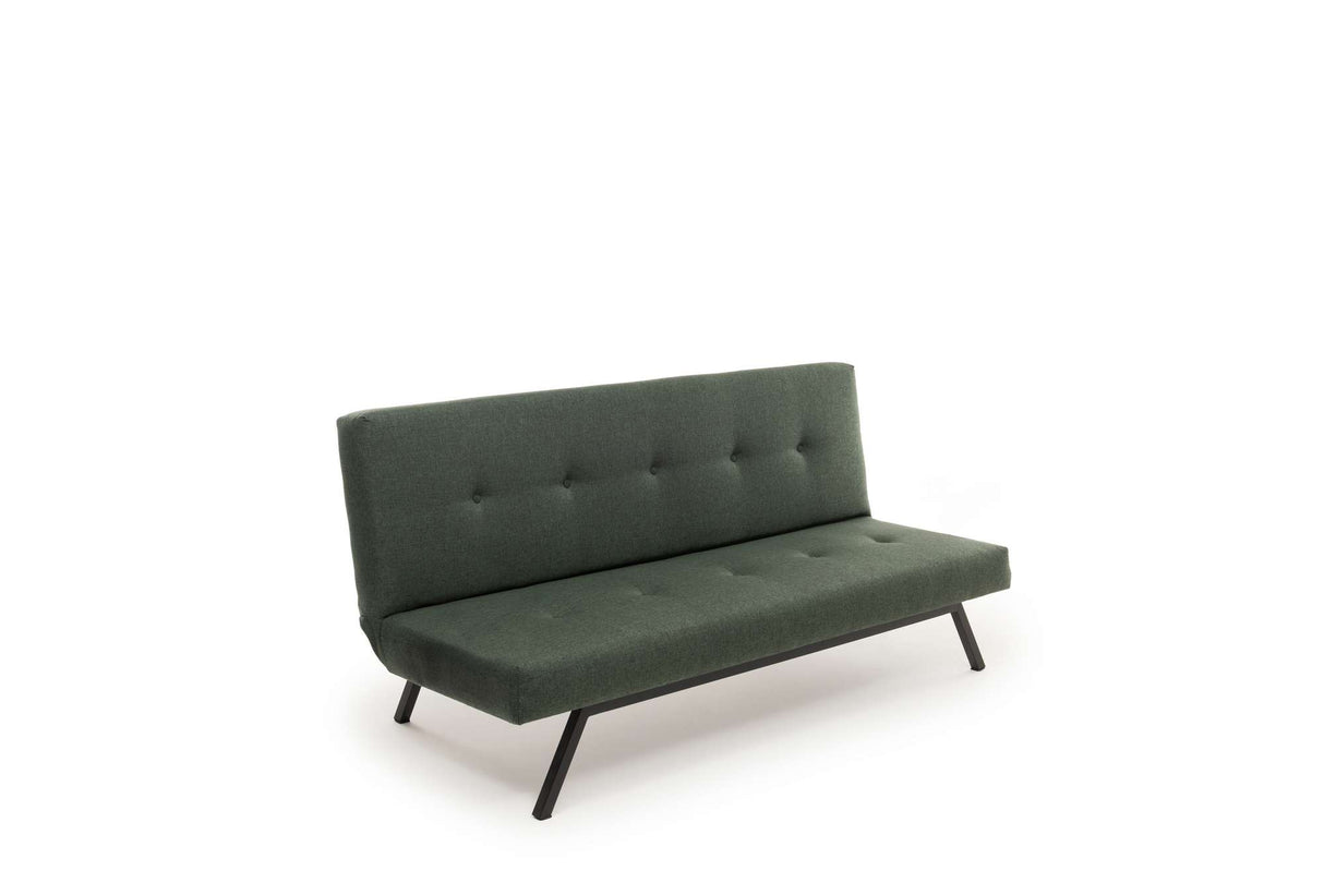 3-Seater Sofa Bed Zoly Green Fabric - 180 cm - Without Armrests - Button-Tufted