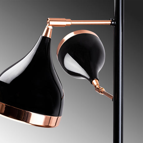 Floor lamp 3-light Black Copper Metal Grip