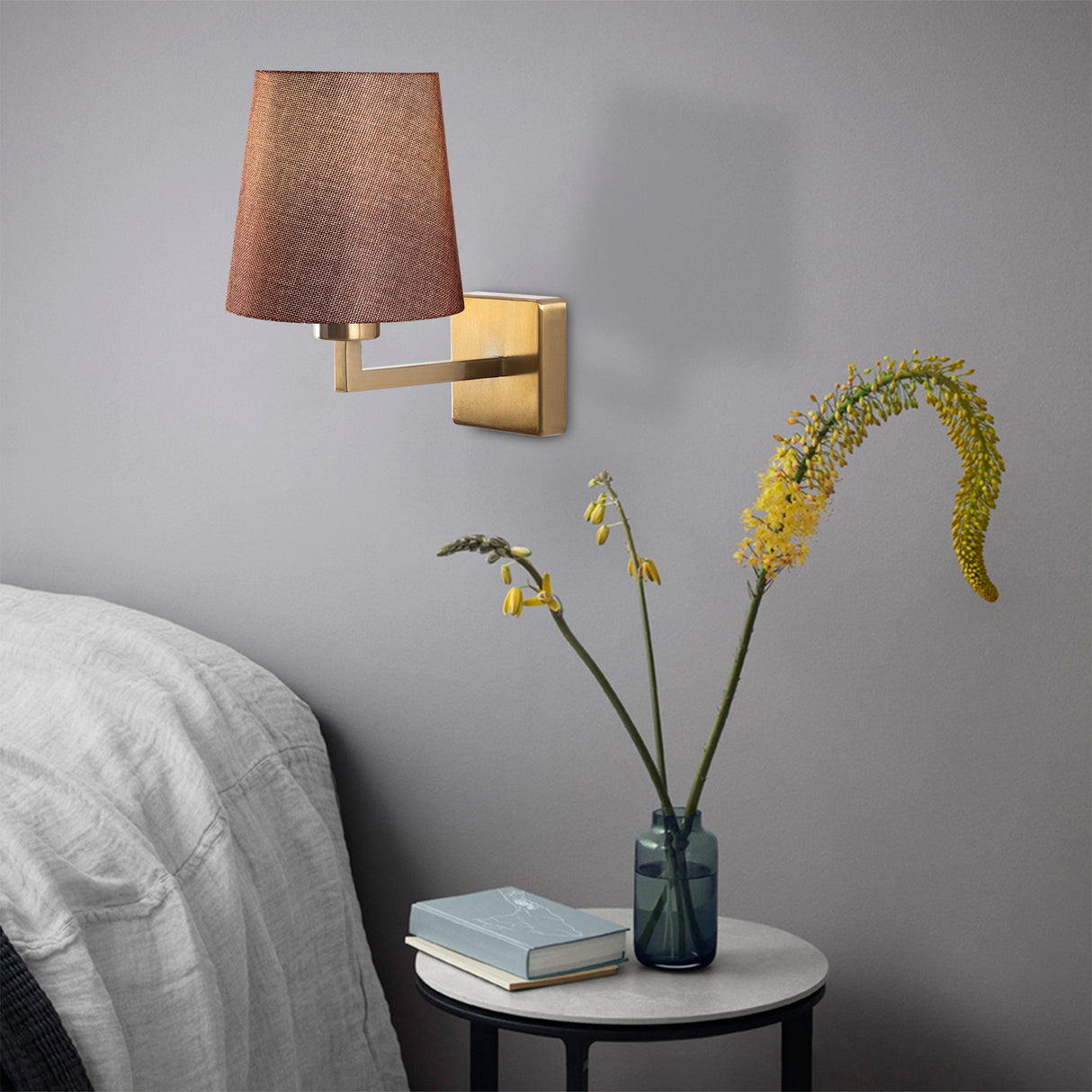 Wall lamp 1-light Gold Fabric Ashburn