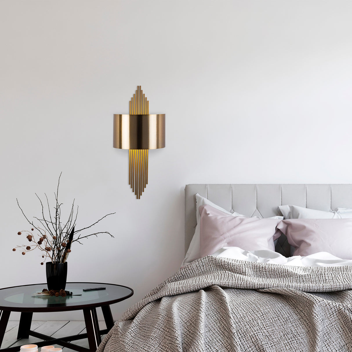 Wall lamp 1-light Brass Gold Metal Andes