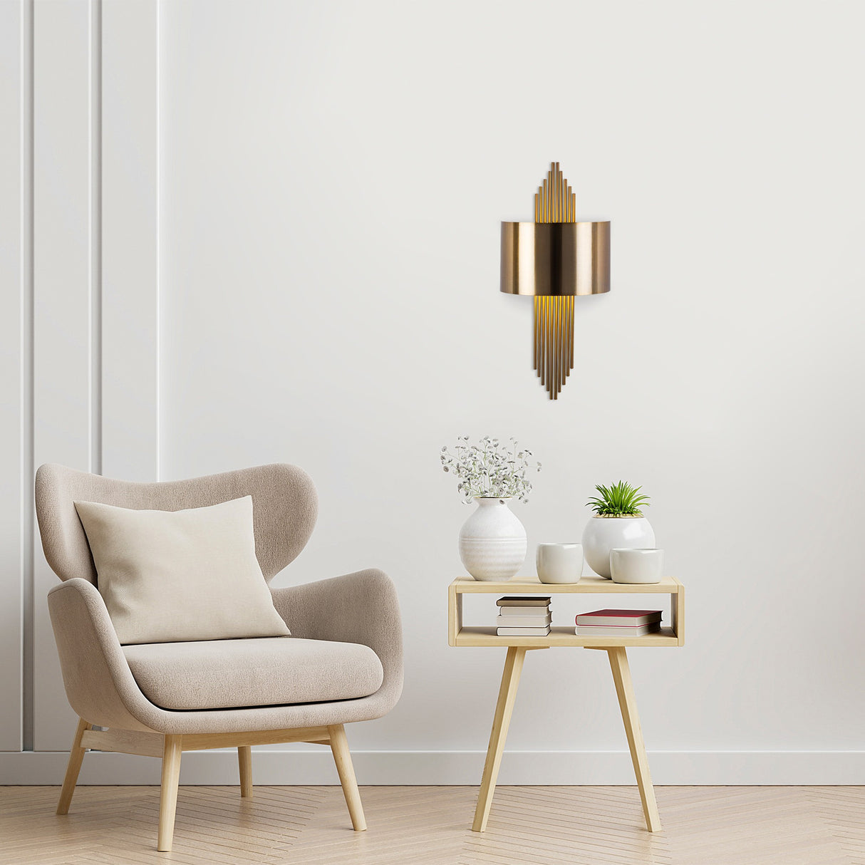 Wall lamp 1-light Brass Gold Metal Andes