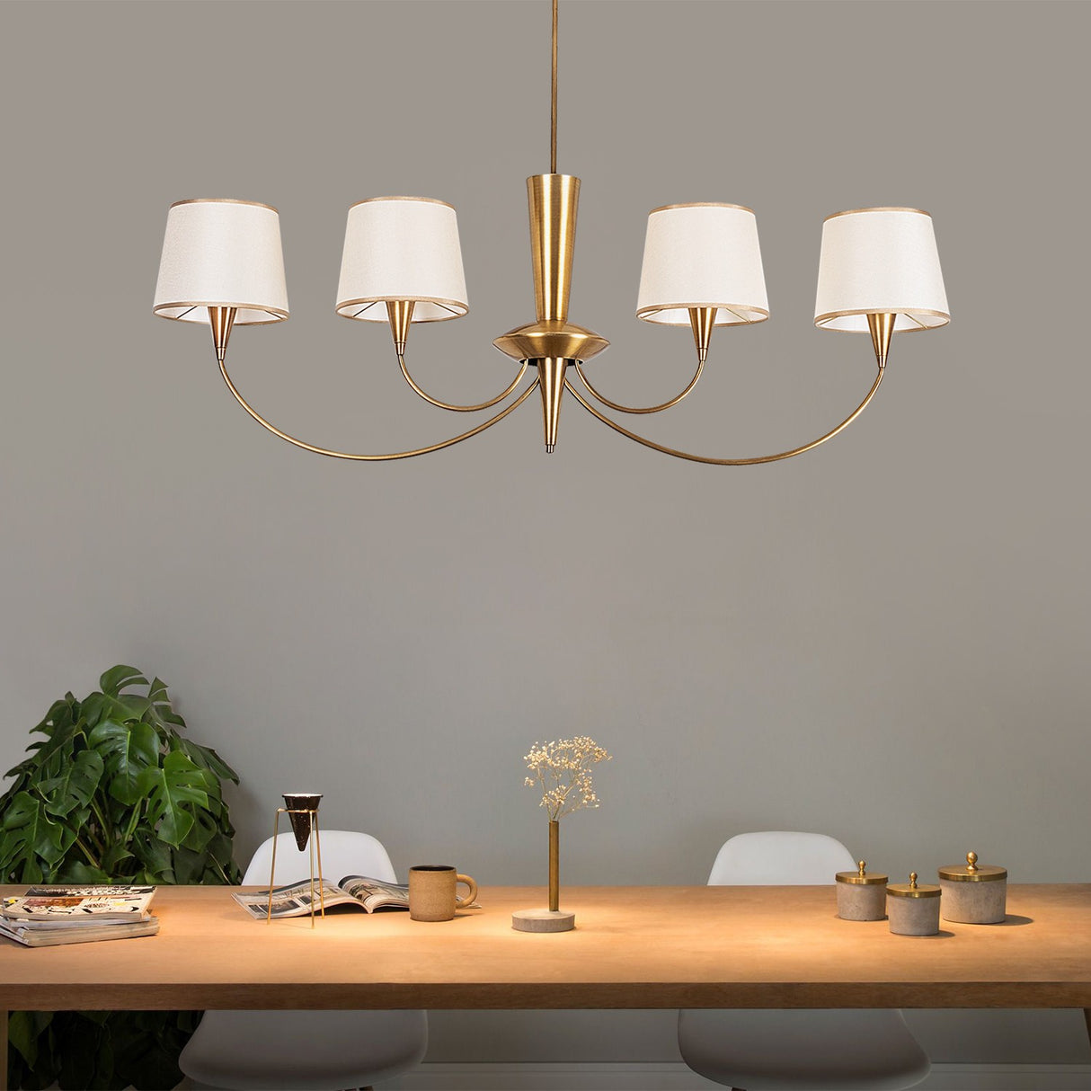 Copper-colored Fabric Pendant Lamp Arboria