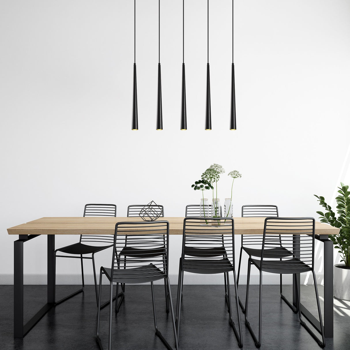 5-light Black Metal Pendant Lamp Vox