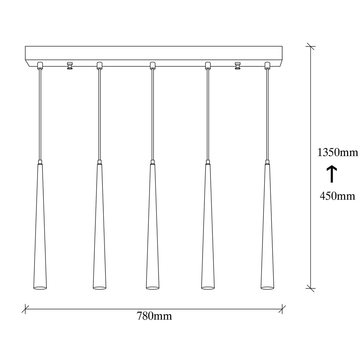 5-light Black Metal Pendant Lamp Vox