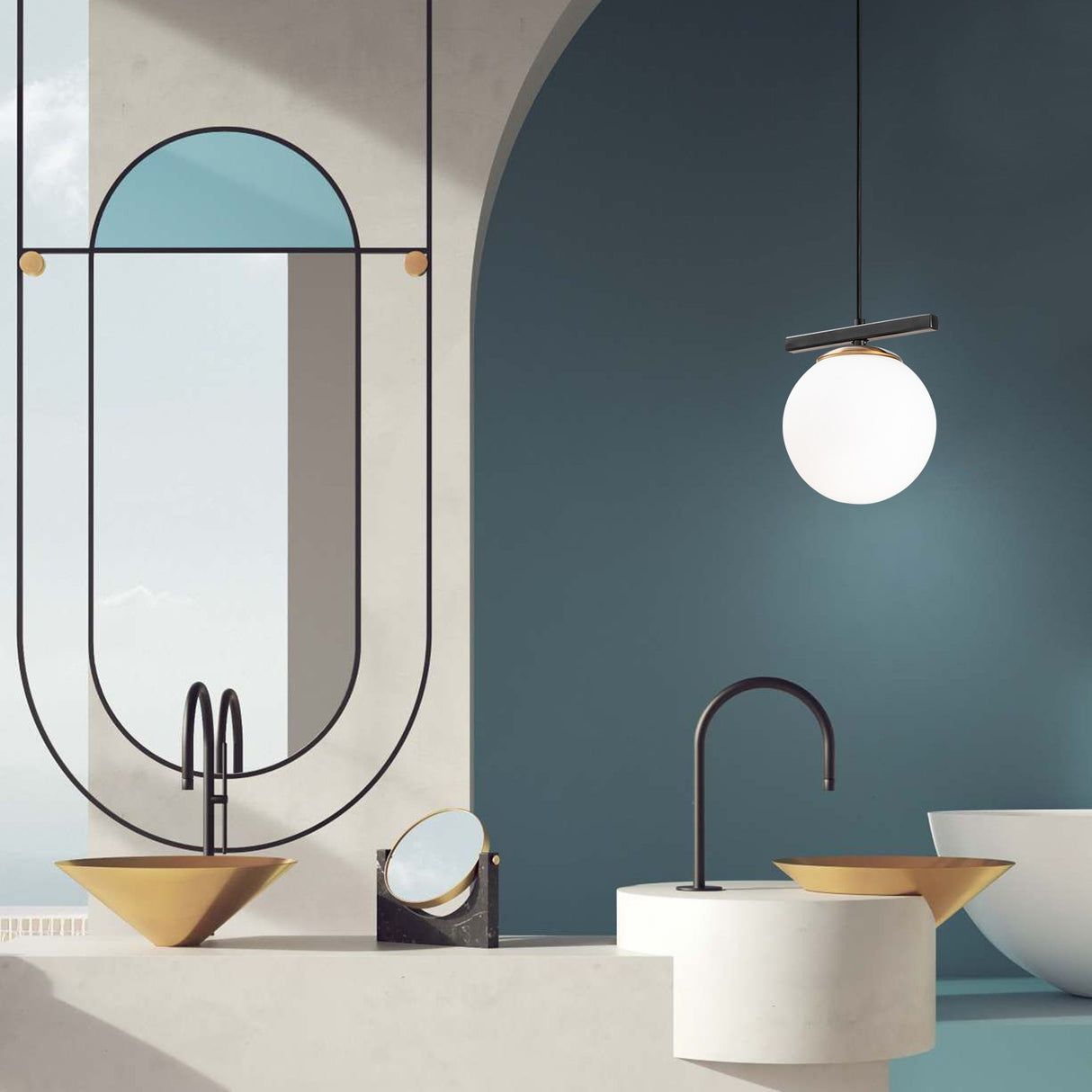 Hanging Lamp White Metal Spire