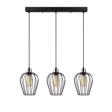 Pendant lamp 3-light Black Metal Predator