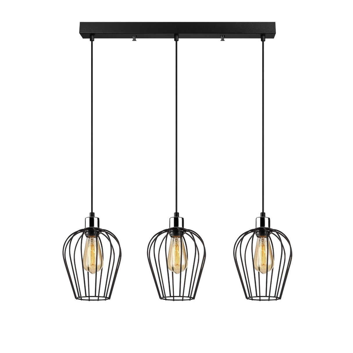 Pendant lamp 3-light Black Metal Predator