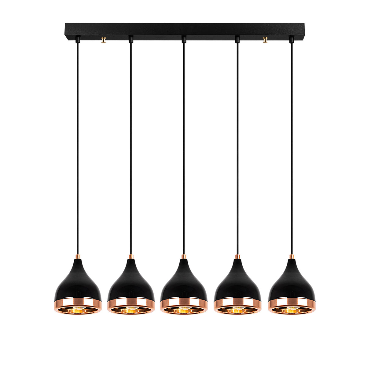 Pendant lamp 5-light Black Copper Metal Grip