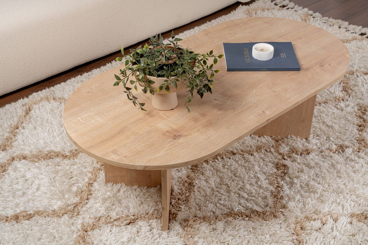 Oval Coffee Table Sapphire Oak Look Sabla - 119x60