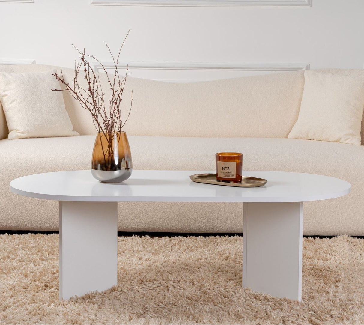 Oval Coffee Table Sapphire White Sabla - 119x60
