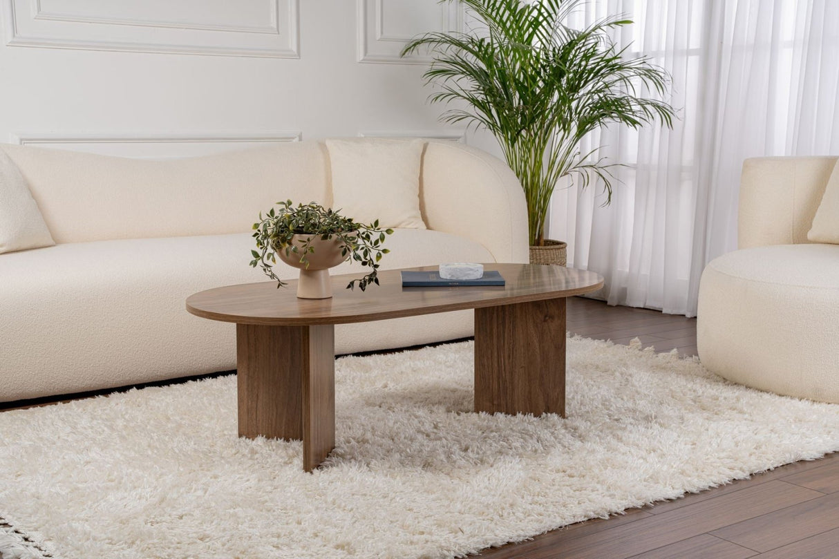 Oval Coffee Table Walnut Look Sabla - 119x60