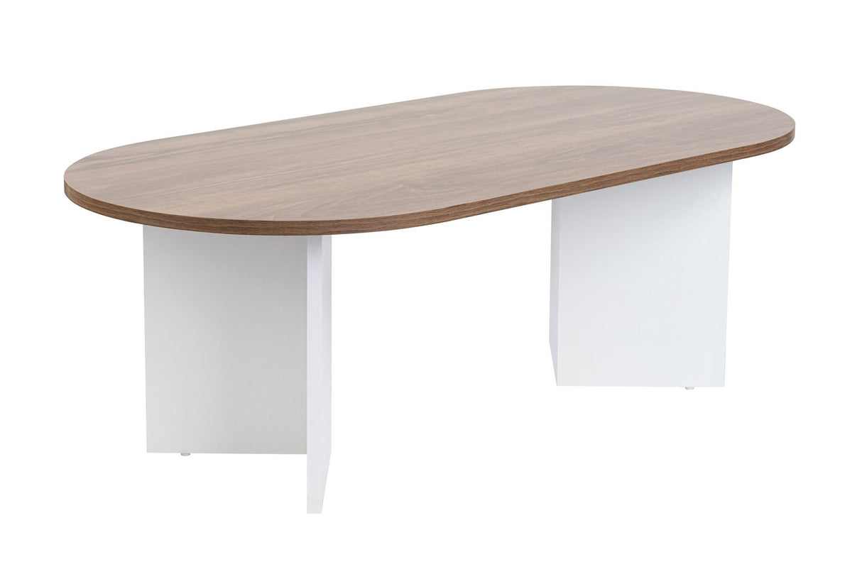 Oval Coffee Table Walnut Look - White Leg - Sabla - 119x60
