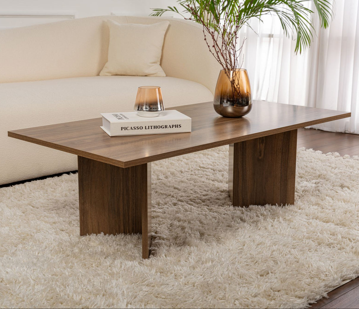 Rectangular Coffee Table Siban Walnut look - 119x60 cm