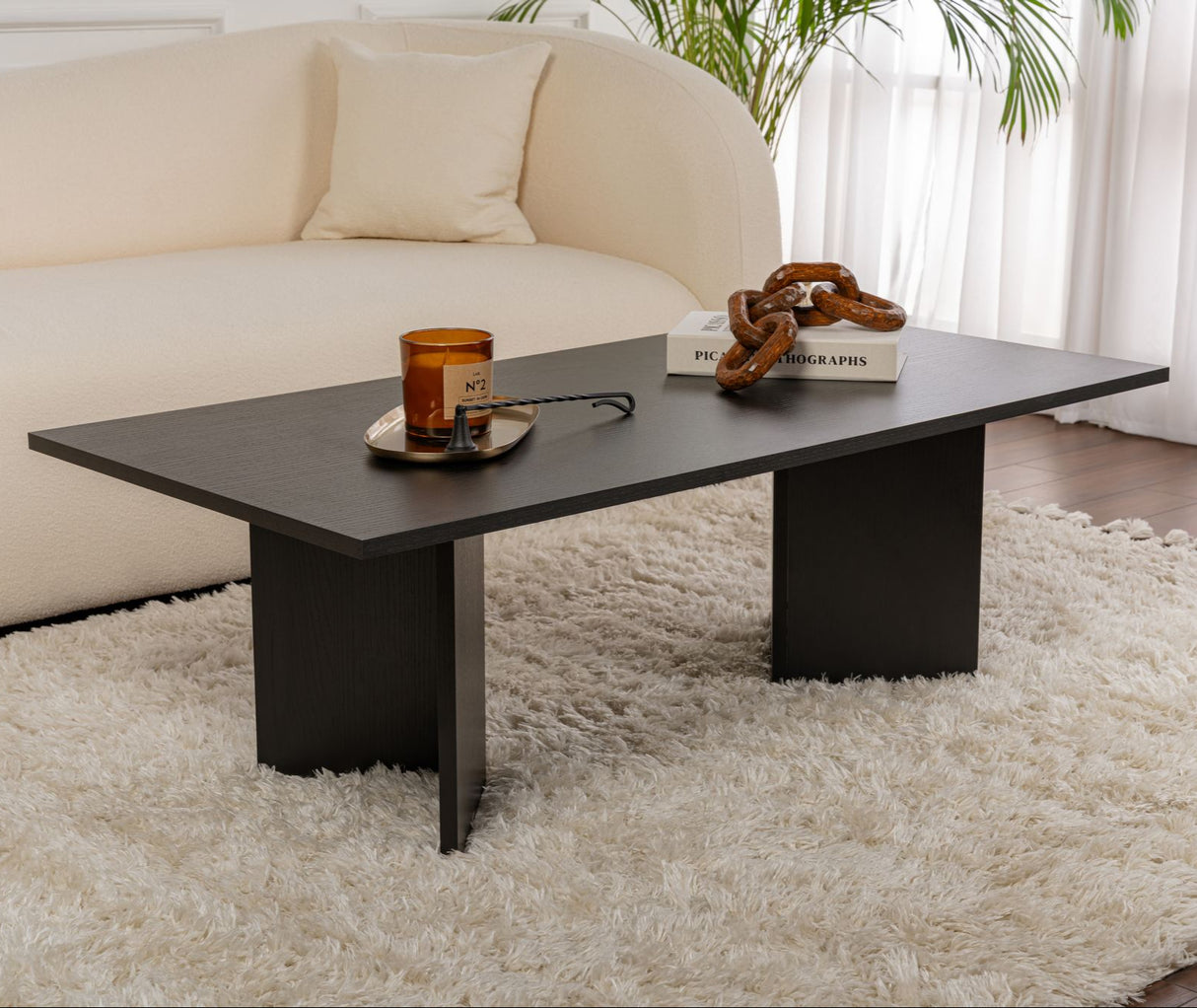 Rectangular Coffee Table Siban Black wood look - 119x60 cm