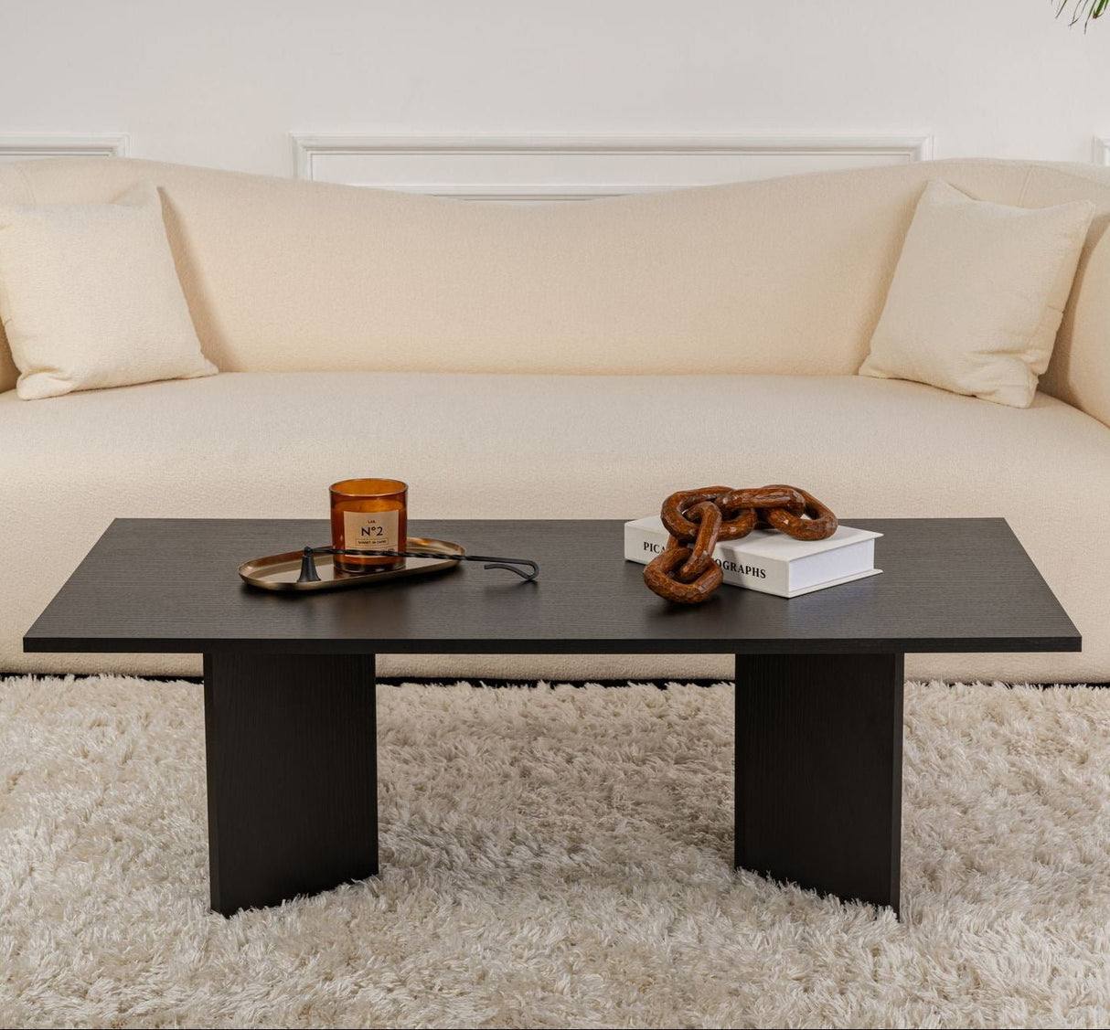 Rectangular Coffee Table Siban Black wood look - 119x60 cm