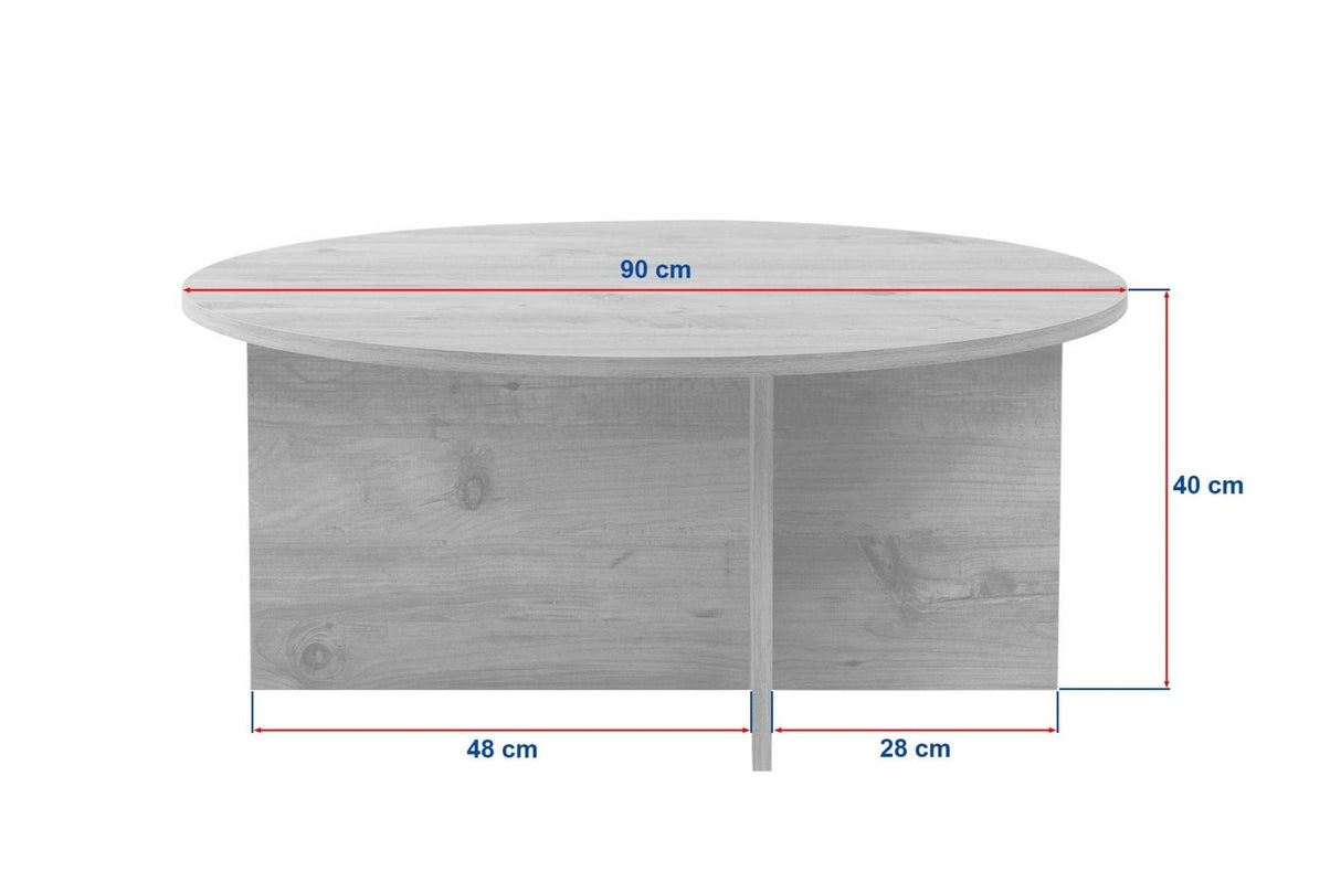 Round coffee table Dakota travertine melamine 90x90x40 cm