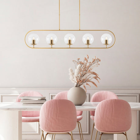 Pendant lamp 5-light Gold Clear Glass Lucent