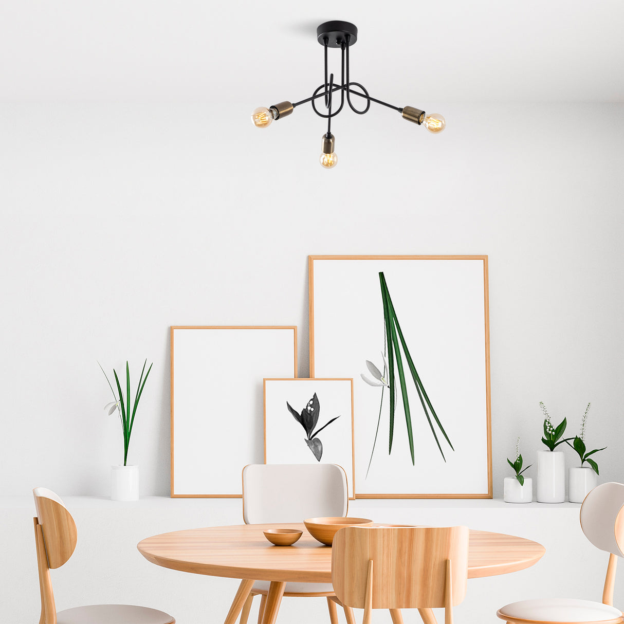 3-Light Black Metal Pendant Lamp Pulse