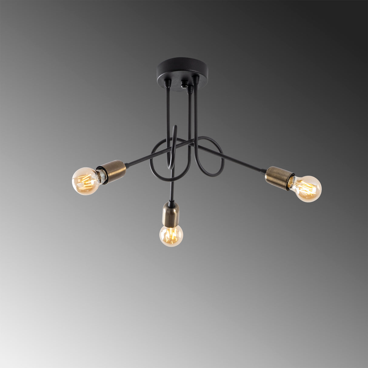 3-Light Black Metal Pendant Lamp Pulse