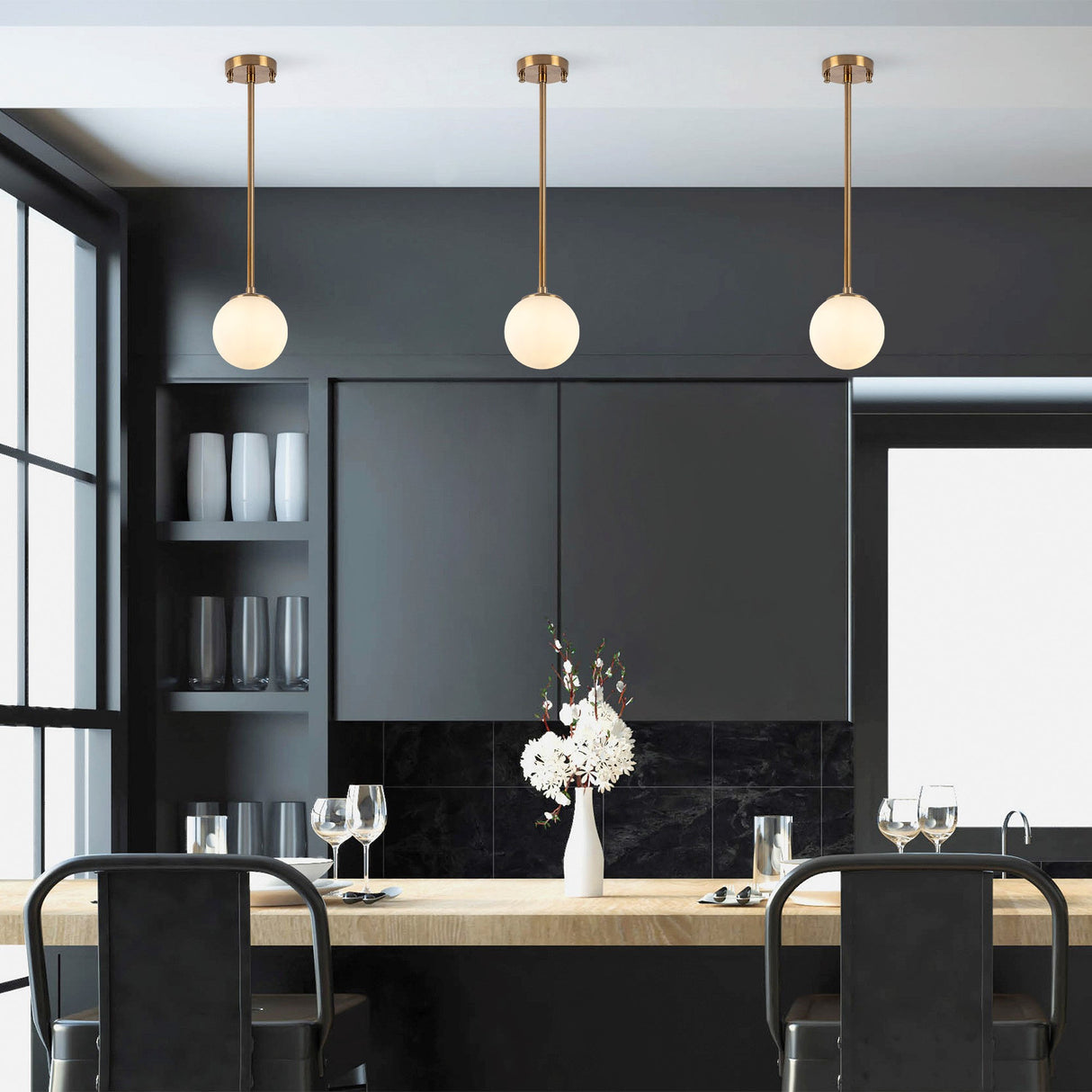 3-Light Pendant Bronze with White Metal Shade Flint