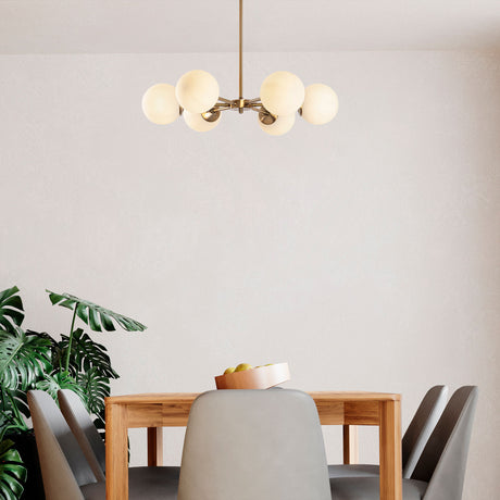 Bronze-colored 6-light Pendant Lamp with White Metal Shade Flint