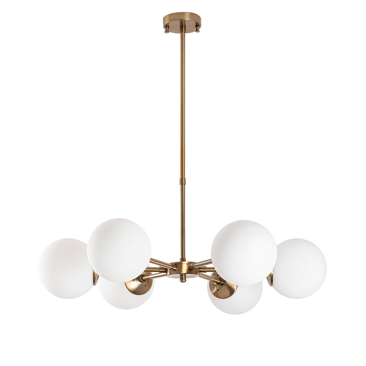 Bronze-colored 6-light Pendant Lamp with White Metal Shade Flint