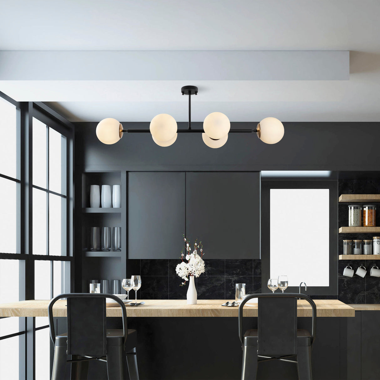 Ceiling lamp 6-light Cream Glass Radiance