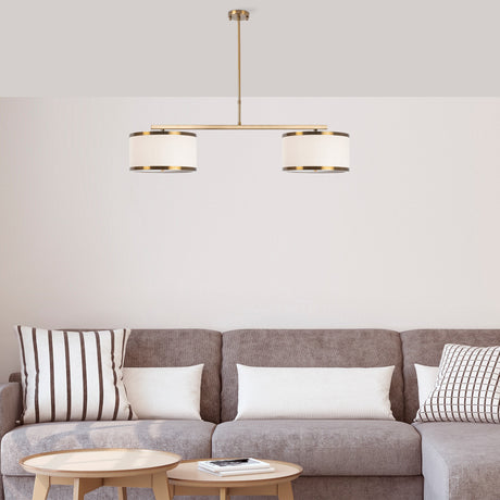Pendant lamp 2-light Bronze-colored Fabric Frost