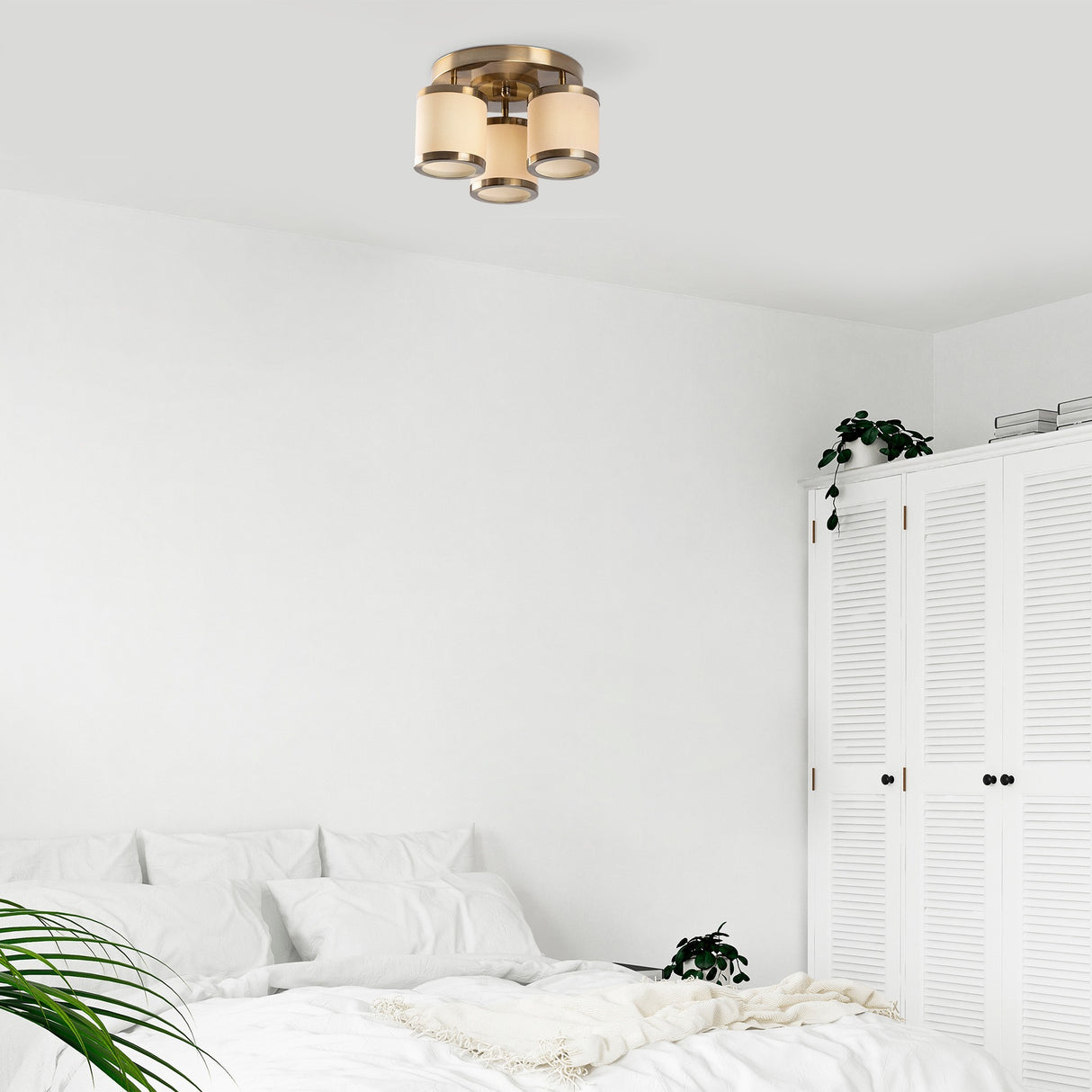 Ceiling lamp Bronze-colored Fabric Frost