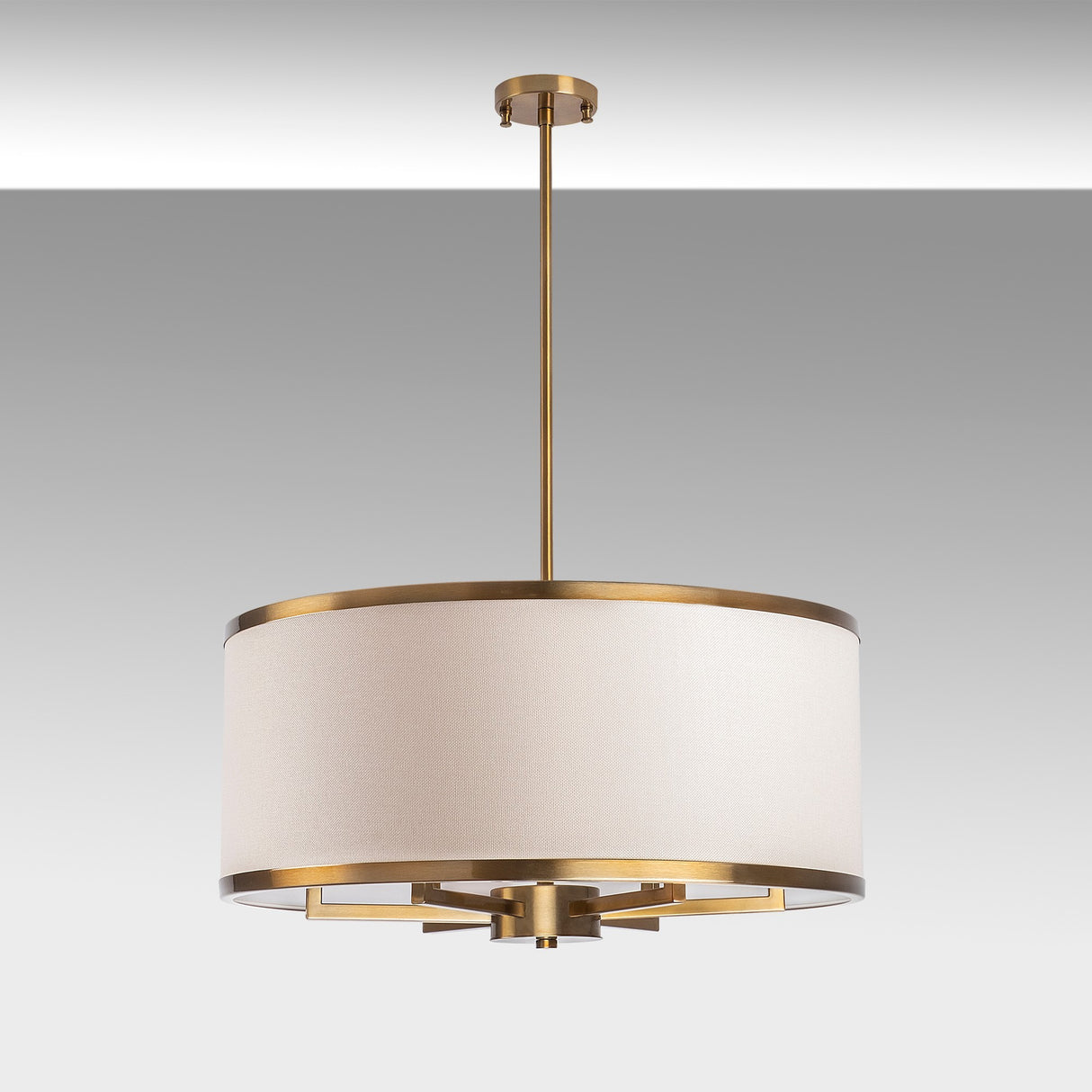 Pendant lamp 1-light Bronze-colored Fabric Frost