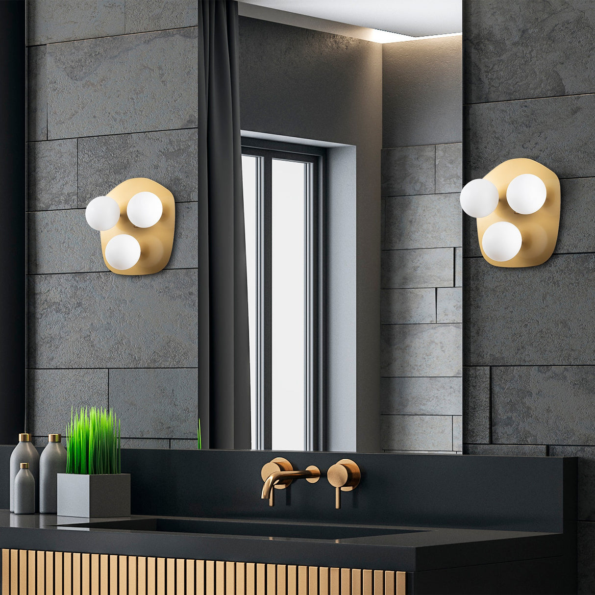 Wall lamp 3-light Gold Glass Axel