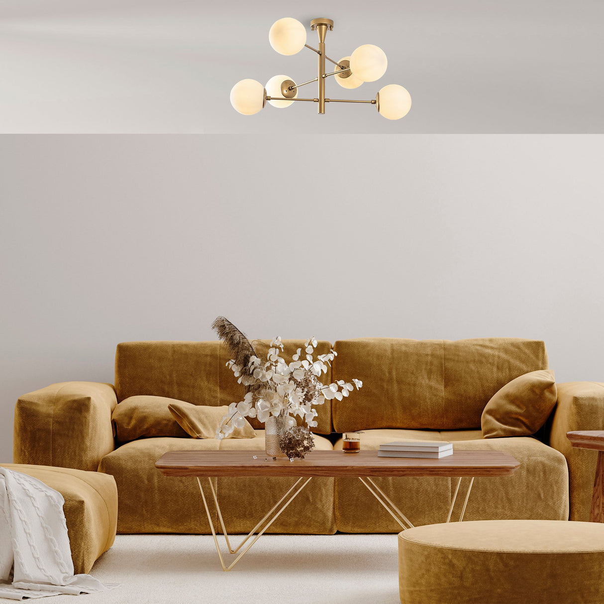 Pendant lamp 6-light Gold Metal Chandelier