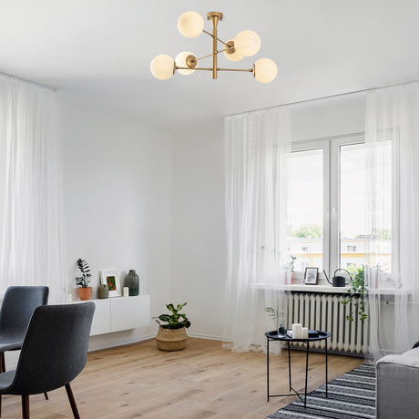 Pendant lamp 6-light Gold Metal Chandelier