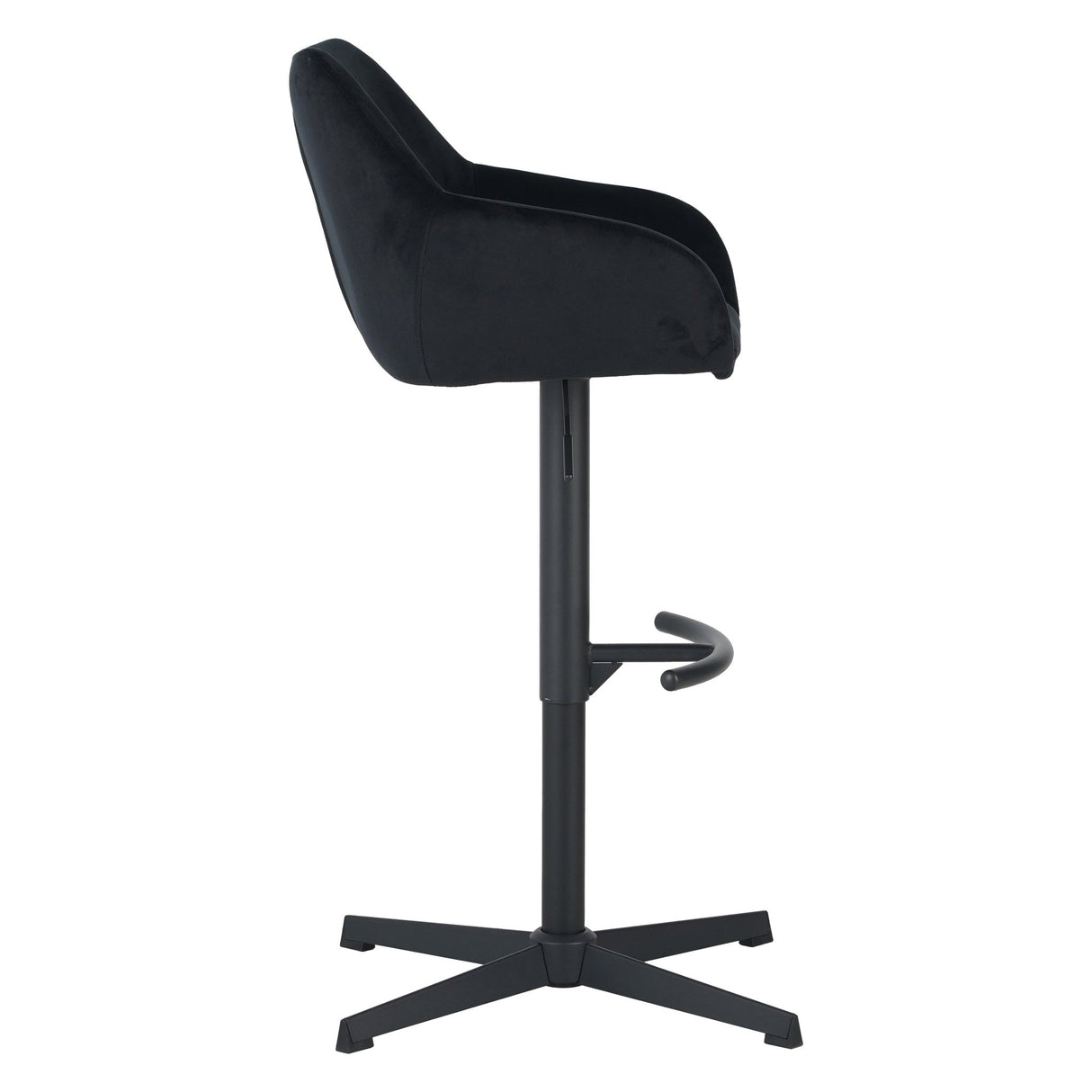 Venom Bar Stool Black Velvet - adjustable rotating bar seat with armrest