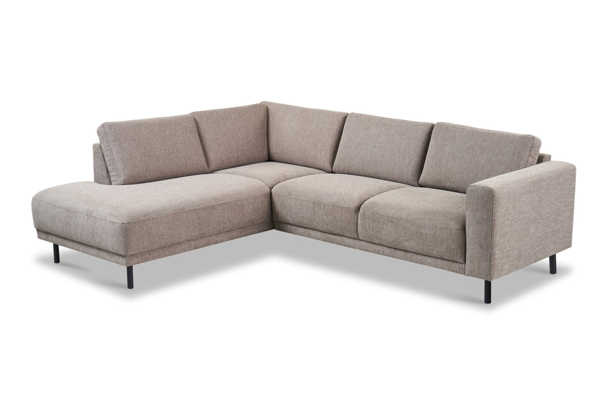 Modern 3-seater Corner Sofa Left Taupe Fabric Aniko with Lounger 240x197x78 cm