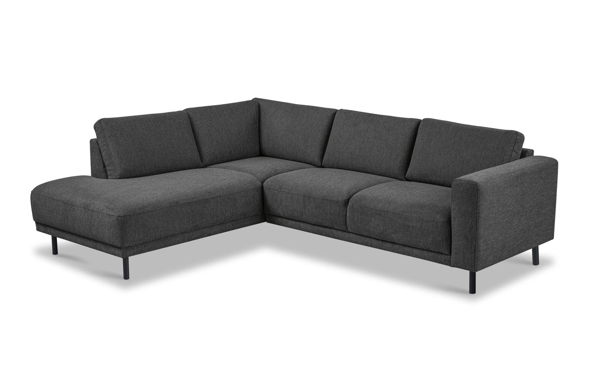 Modern 3-seater Corner Sofa Left Anthracite Fabric Aniko with Lounger 240x197x78 cm