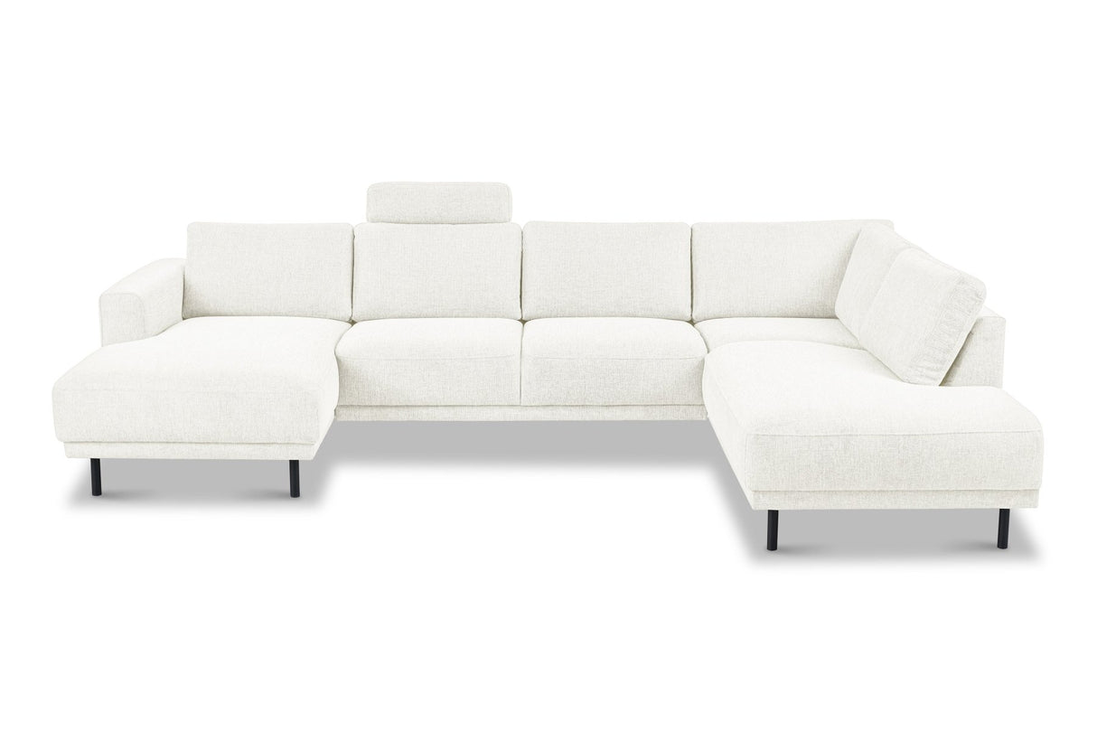 Modern U-Shape Corner Sofa Right Beige Fabric Aniko 310x197x78 cm